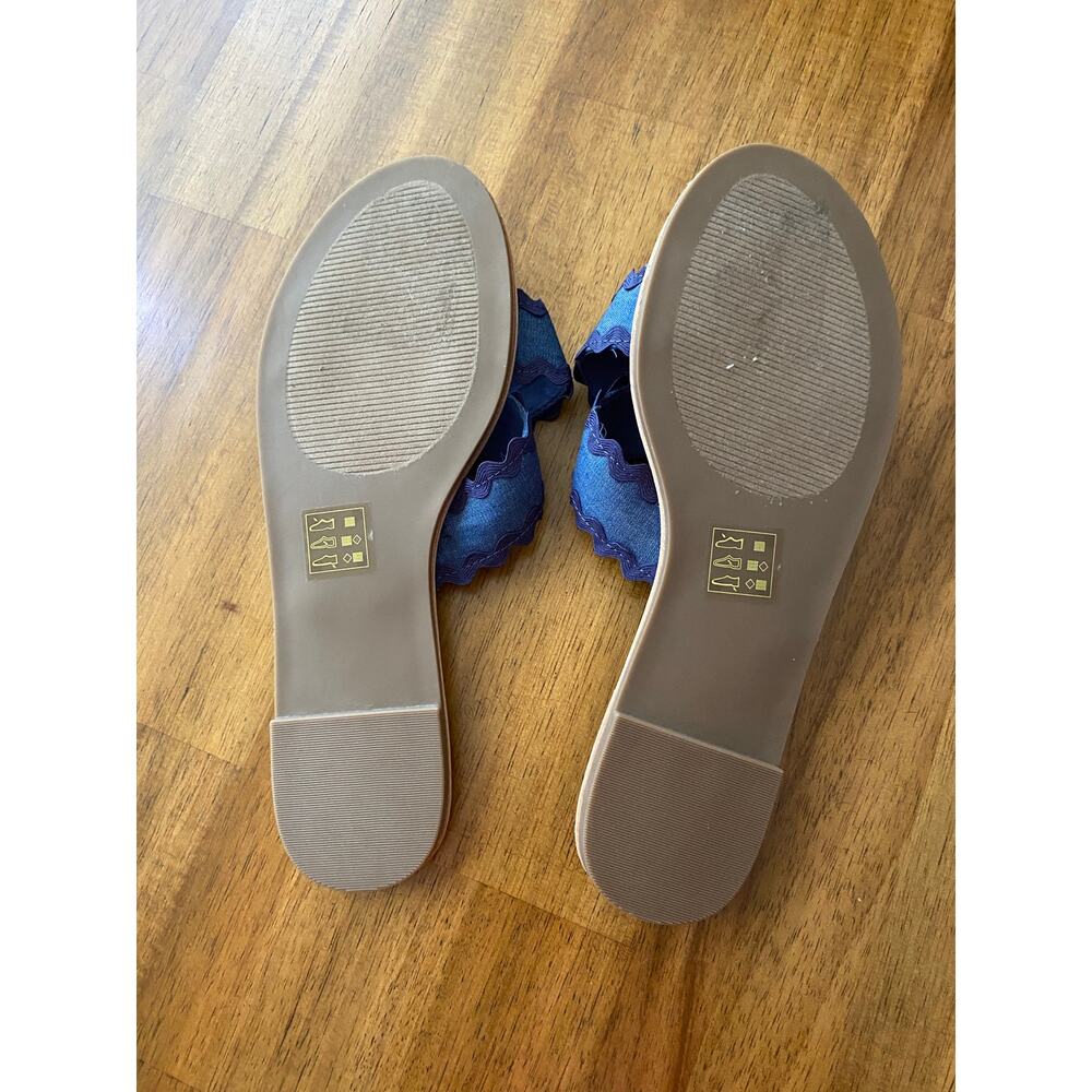 Draper James Piper Women’s 8.5 Sandal Shoes EUC Navy Blue Ric Rac Criss Cross - Picture 3 of 5